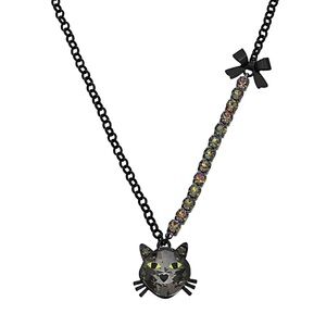 New Betsey Johnson black kitten Halloween necklace